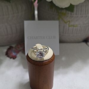 Charter Club  Silver Ring with Clear Sapphirw Cz  Gemstone.
